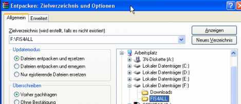 Archiv entpacken nach...