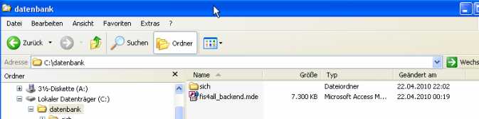 Standort der Backend-Datenbank..
